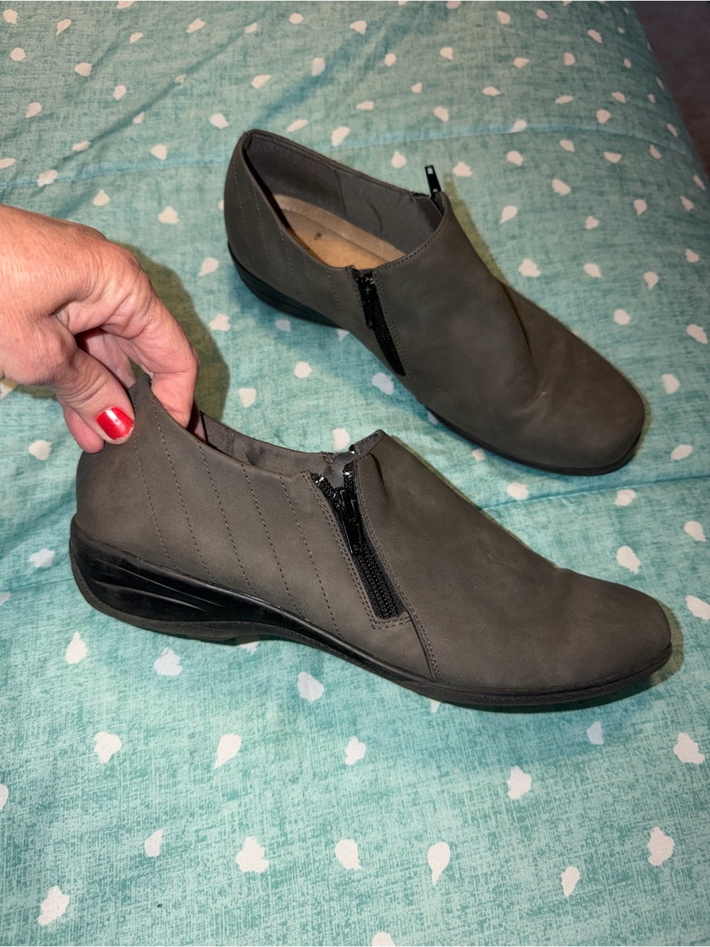 Basic Editions Olive Slip-On Side-Zip Comfort Loafers. MUST BE BUNDLED